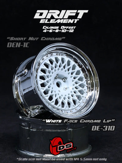 Jantes réglables Drift Element Mesh Blanches/Rivets Chrome - DS racing