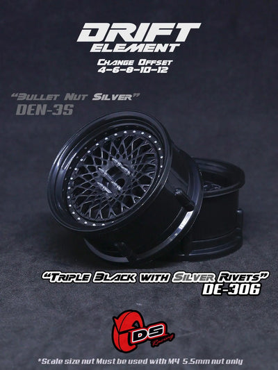 Jantes réglables Drift Element Mesh Noires/rivets Gris - DS racing